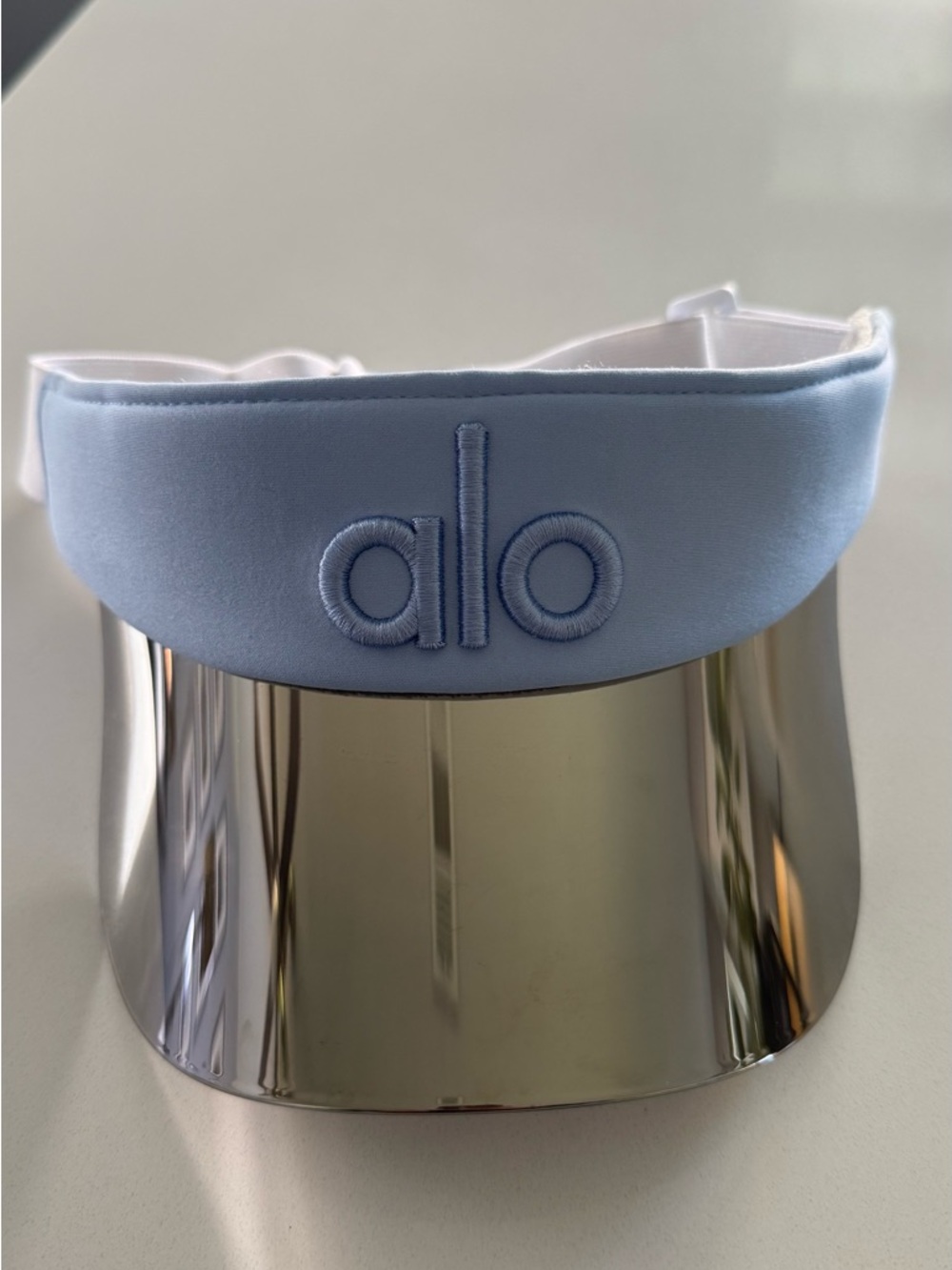 ALO Yoga Kids Light Blue Visor with Silver Mirrored Shield